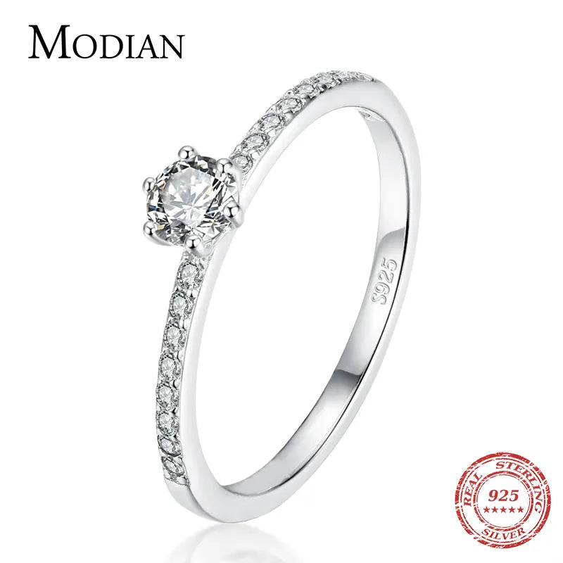 Modian Ring in Sterling Silver with Shiny Stones – Fast Crazy